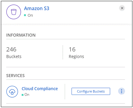 Uma captura de tela clicando em Configurar baldes para escolher os buckets S3 que você deseja digitalizar