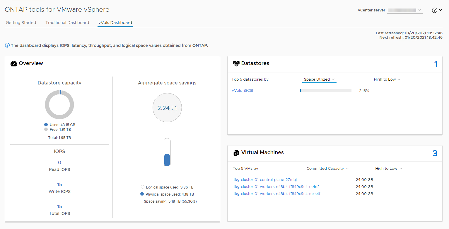 Ferramentas do ONTAP para o painel vVols do VMware vSphere 9,8