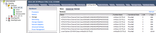 Dispositivos de armazenamento vSphere