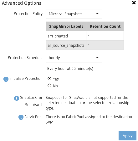 Janela Opções avançadas
