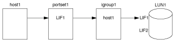 Imagem ilustrando o acesso LUN usando um Port et