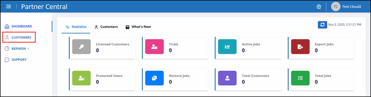 visualização do cliente do painel de instrumentos