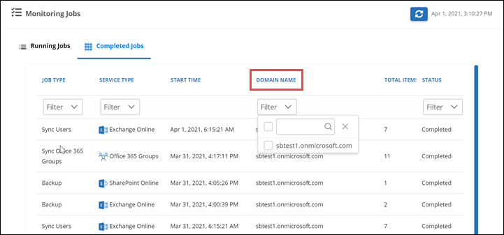 filtrar por domínio do cliente