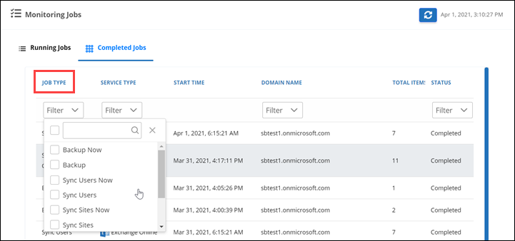 filtrar por tipo de tarefa