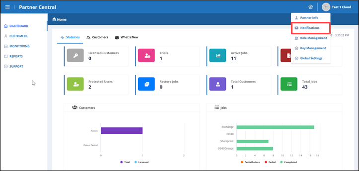 menu suspenso configurações selecione notificações