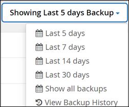 Backups disponíveis para restauração