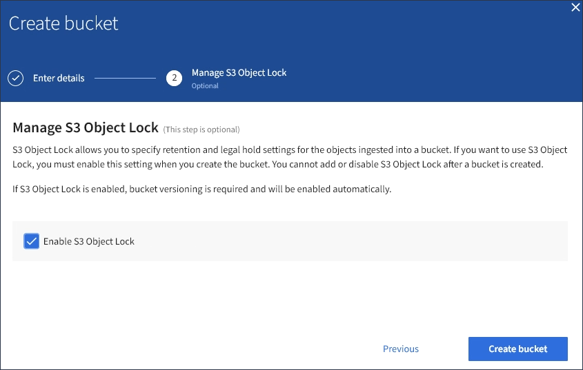 Bucket Create S3 Object Lock ativado