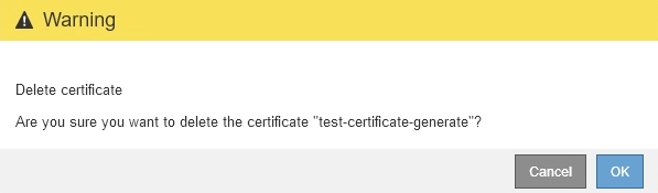 Certificado - confirmar exclusão