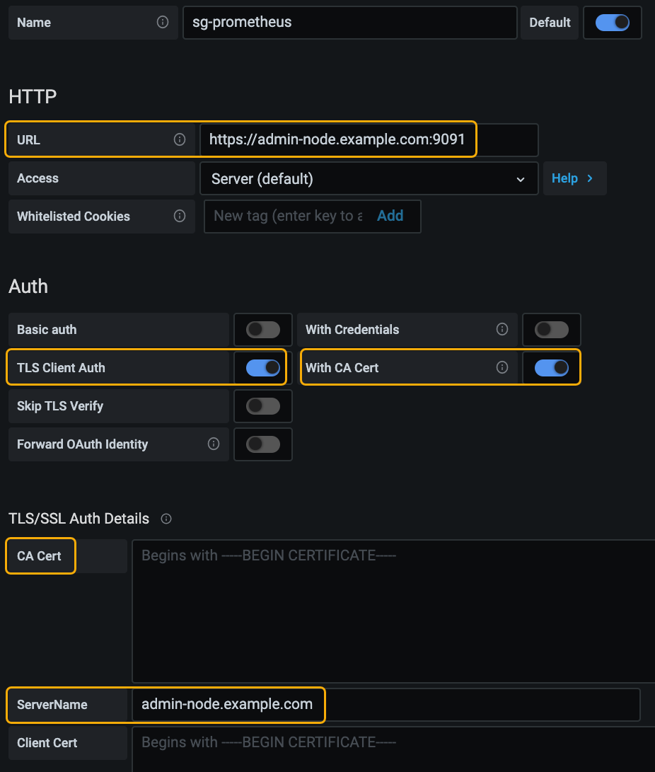 Grafana - Adicionar URL e Auth