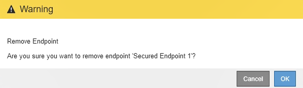 Confirme a remoção do endpoint