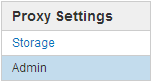 Menu Configurações de proxy - Admin