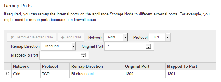 Captura de tela mostrando a opção de remapear portas no Instalador de dispositivos StorageGRID Webscale