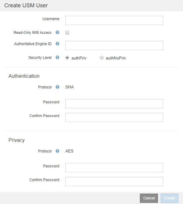 Utilizador SNMP USM