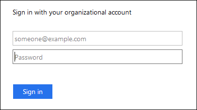 Exemplo de organização Página de login para SSO