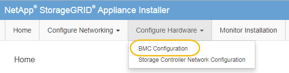 Captura de tela mostrando a opção Configuração Avançada do BMC