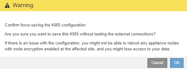 Aviso de salvamento de força de KMS