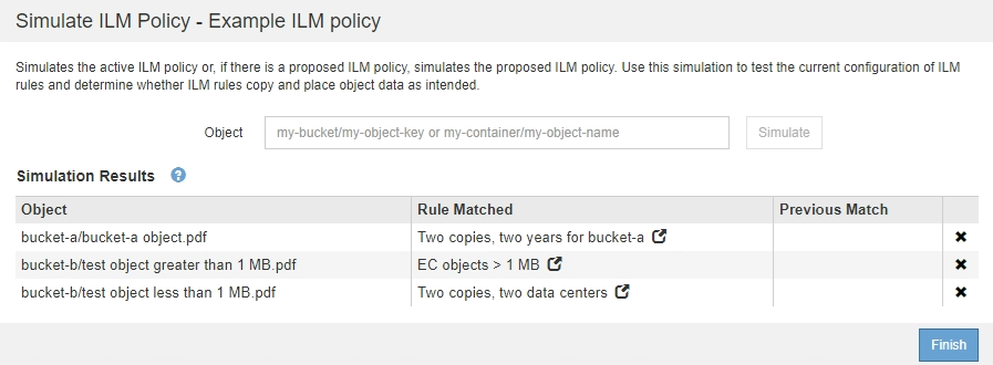 Ecrã Simulate Policy (simular política)