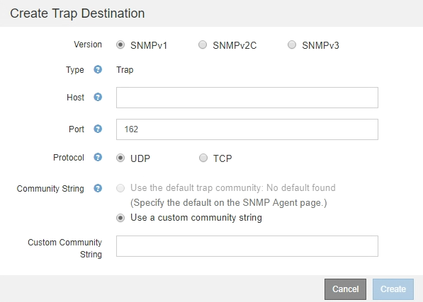 SNMP criar destino de armadilha