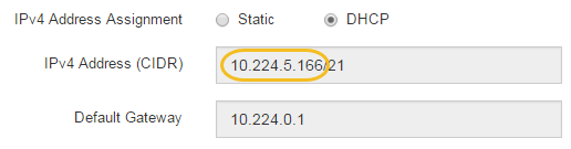 Configuração de rede do controlador de armazenamento IPv4