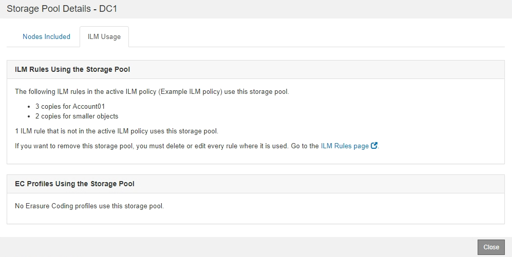 Detalhes de pools de storage ILM