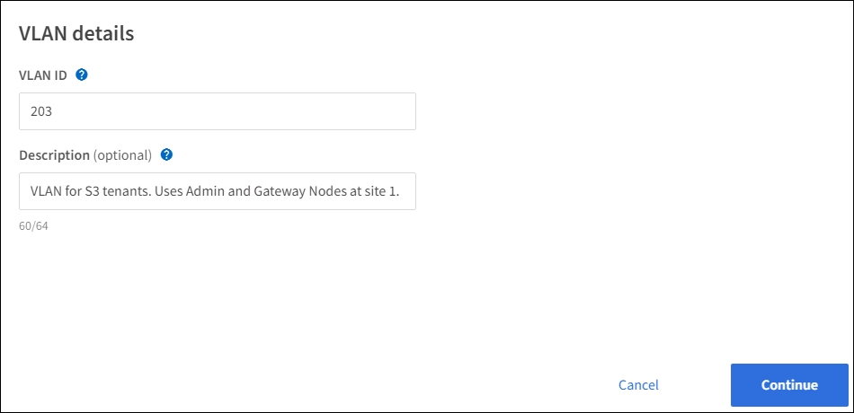 Criar detalhes da VLAN do assistente