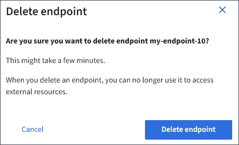 Confirme a eliminação do endpoint