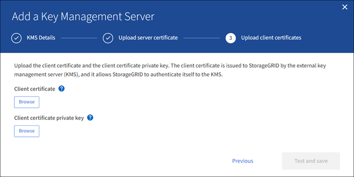 Kms passo 3 carregar certificado de cliente