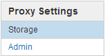 Menu Configurações de proxy - armazenamento