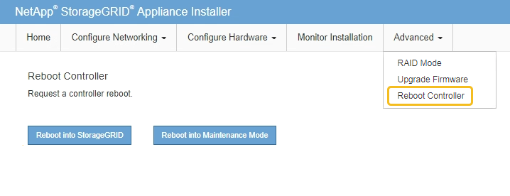 Reinicie o controlador no modo de manutenção