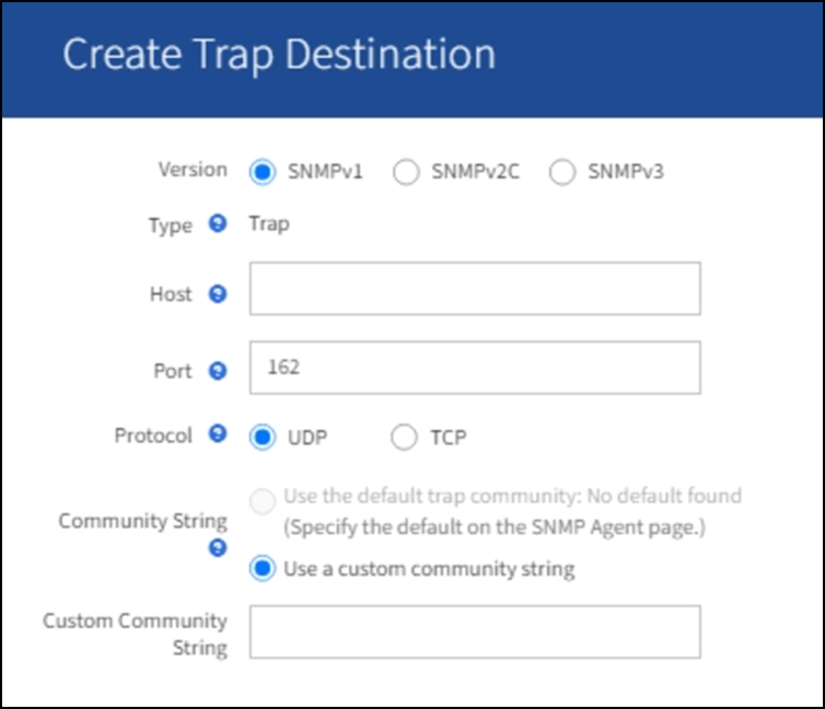 SNMP criar destino de armadilha