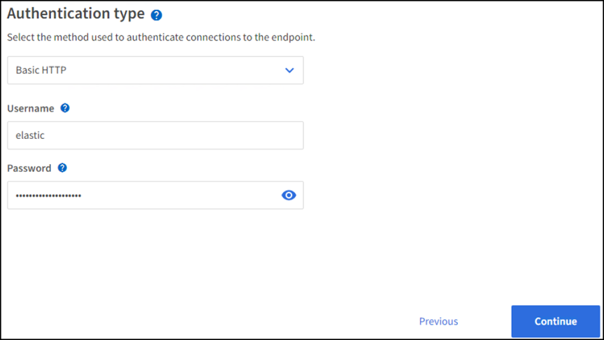 Captura de tela de autenticação de endpoint de serviço de plataforma