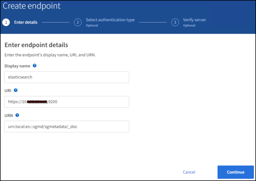 Captura de tela dos detalhes do endpoint do serviço da plataforma