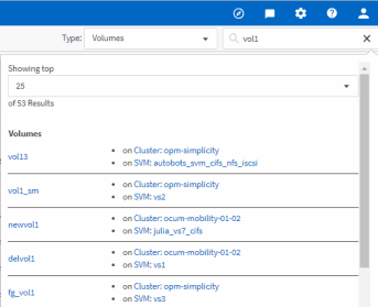 Search field in Unified Manager