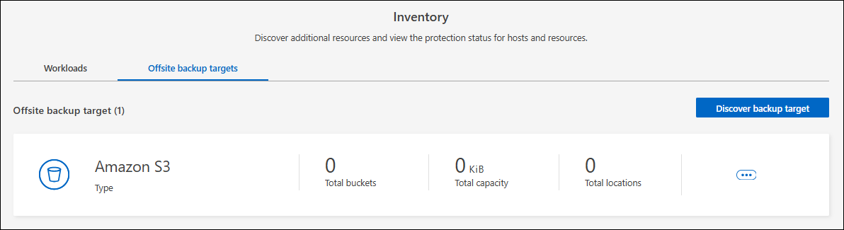 Offsite backup targets tab
