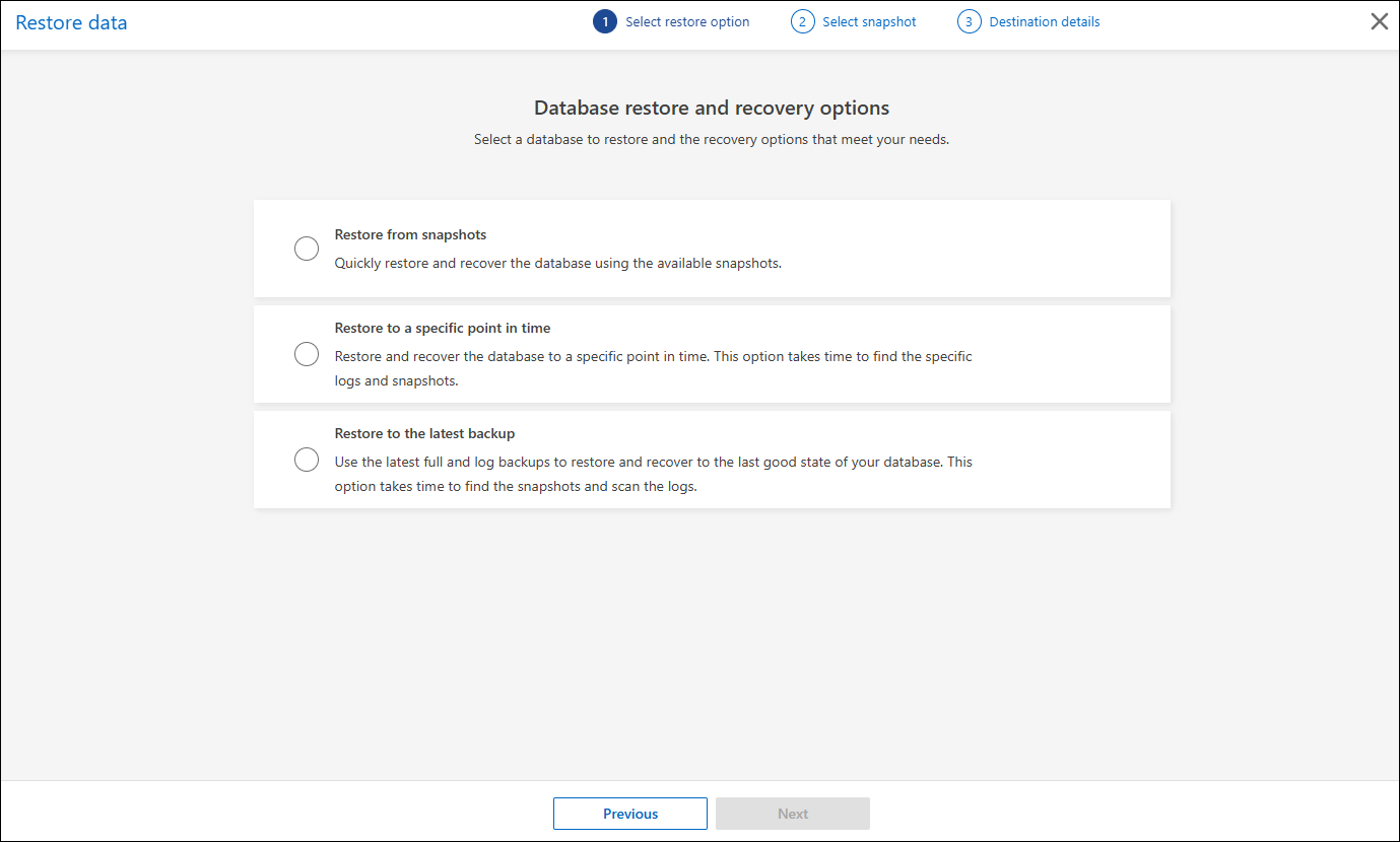 A screenshot showing the Restore options.