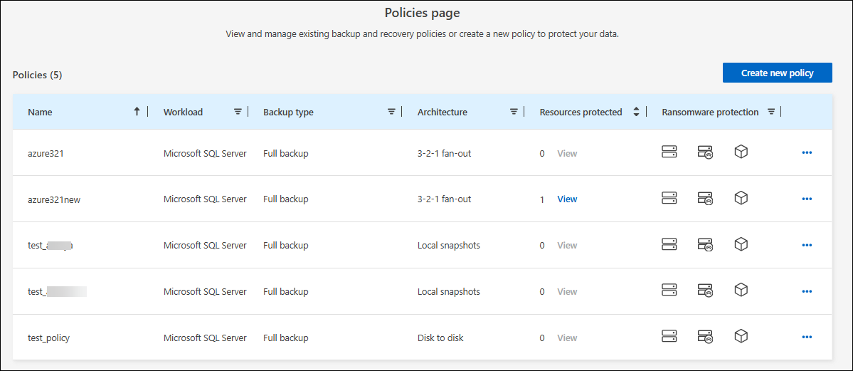Policies page