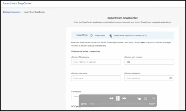 Settings option to import SnapCenter Plug-in resources
