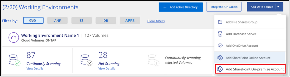 A screenshot of the Configuration page where you can click the Add SharePoint On-premise button.