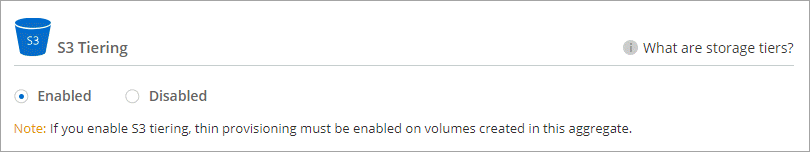 Screenshot that shows the S3 tiering option when replicating a volume.