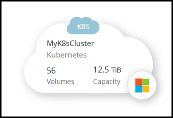 A screenshot of the Canvas in BlueXP that shows a Kubernetes cluster.