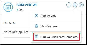 A screenshot showing how to add a new volume from a template.