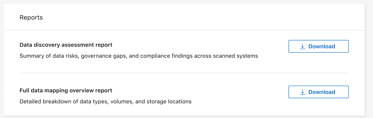 A screenshot of the Governance Dashboard that shows how to launch the Data Discovery Assessment Report.