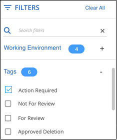 A screenshot showing how to select tags from the Filters pane.