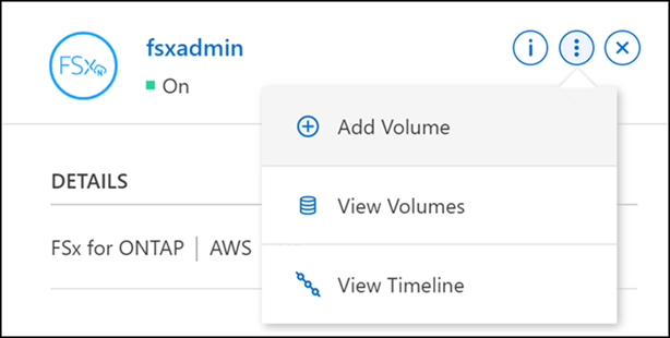 A screenshot of the add volume option on the Details panel.