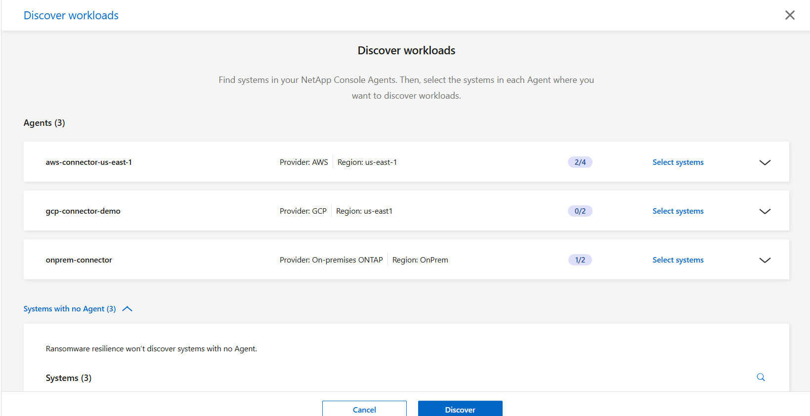 Discover workloads screenshot