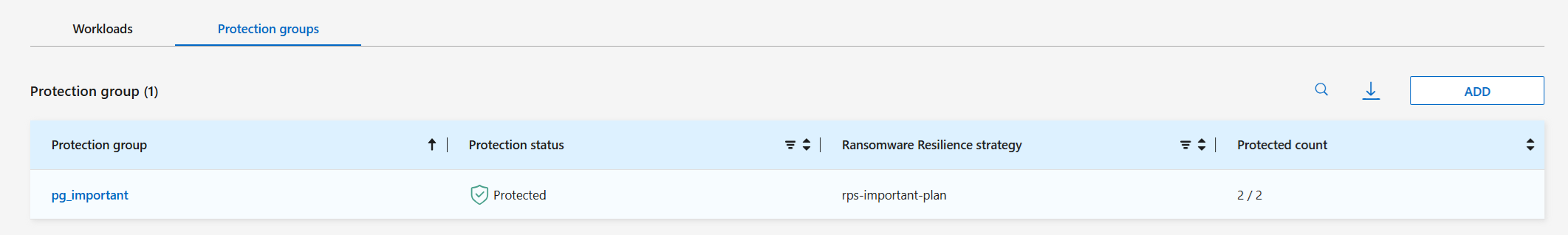 Protection groups page