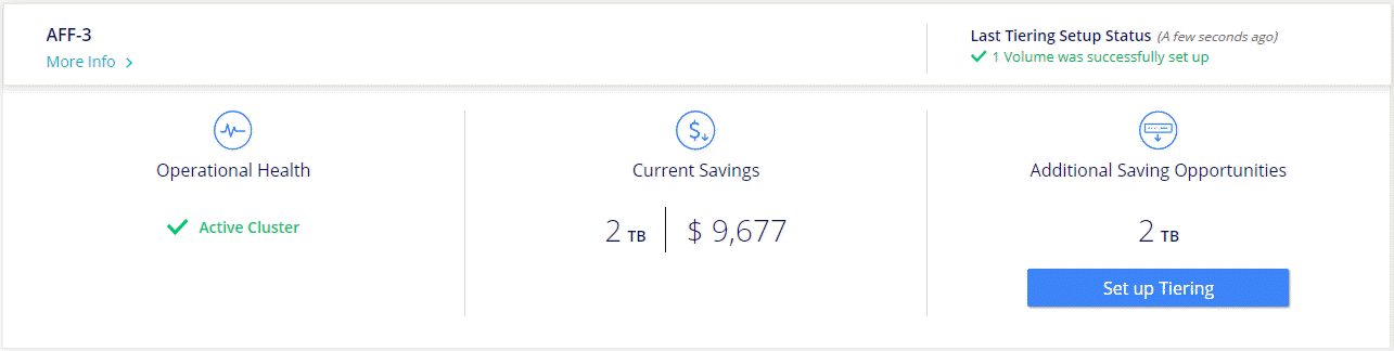 A screenshot that shows a cluster with an additional space savings of 2 TB.