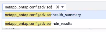 drop-down showing the configadvisor metric tag