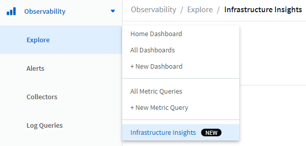 High Consuming Workloads menu