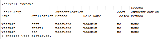 SVM Command Output Example